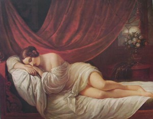 Natale Schiavoni: Sogno di una sedicenne, cm. 121 x 156 Palazzo Treves Venezia, collezione privata